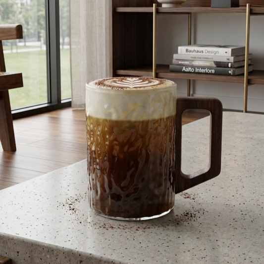 Mug With Wooden Handle - Textured