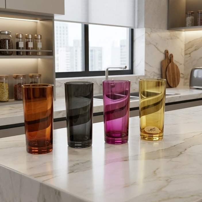 460ml Tall Multi-Color Glass Set of 4