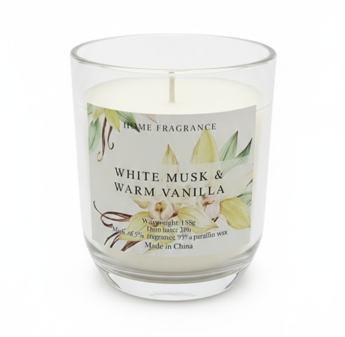 Scented Candle In Glass - White Musk & Warm Vanilla