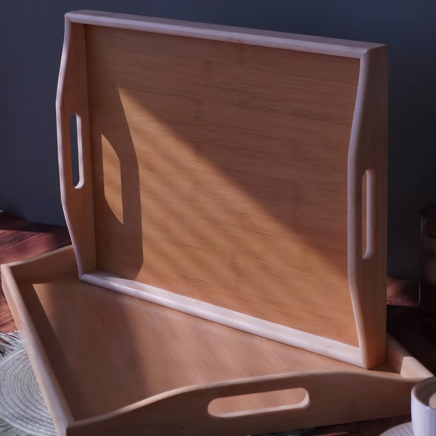 Set of 2 Wooden Trays