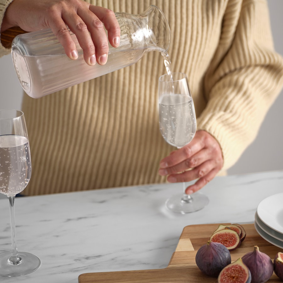 Clear Glass Carafe Patterned 1L