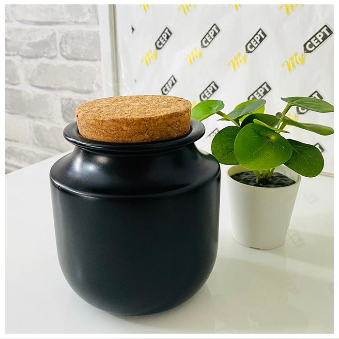 Jar with Wooden Lid - Black