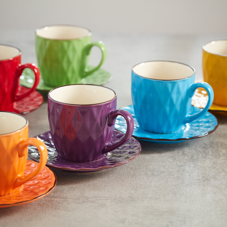 Set of 6 Cups With Saucer & Stand