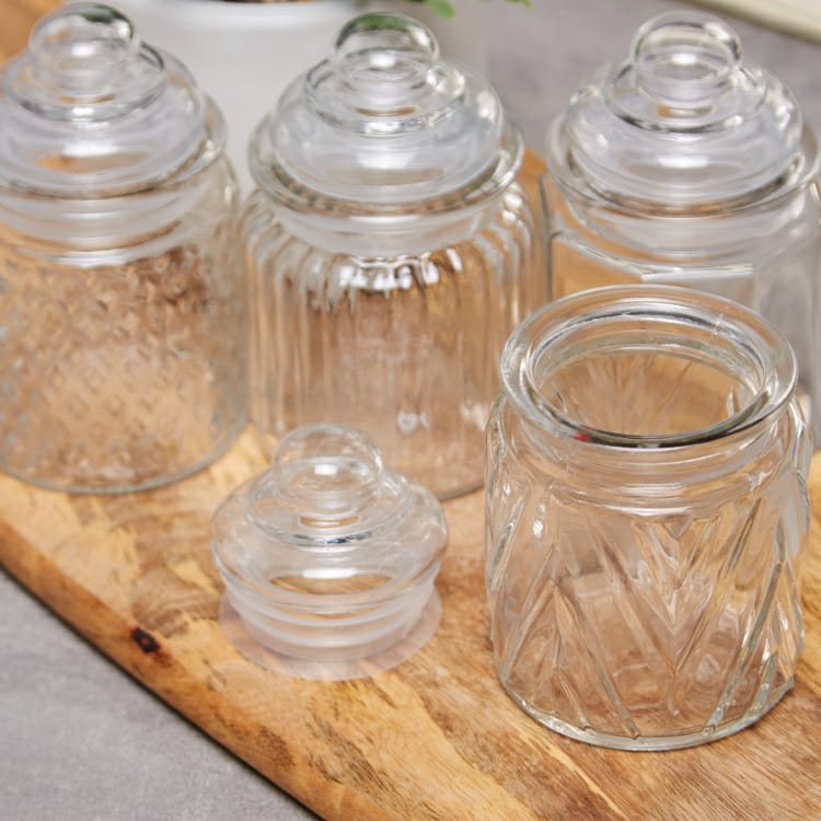 Textured Glass Canisters - Pack of 4