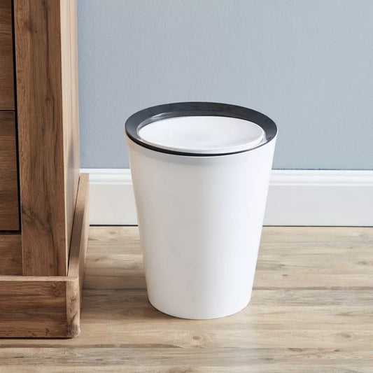 Waste Bin with Flap - White
