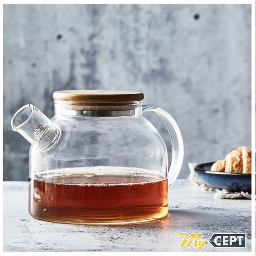 Glass Kettle with Wooden Lid