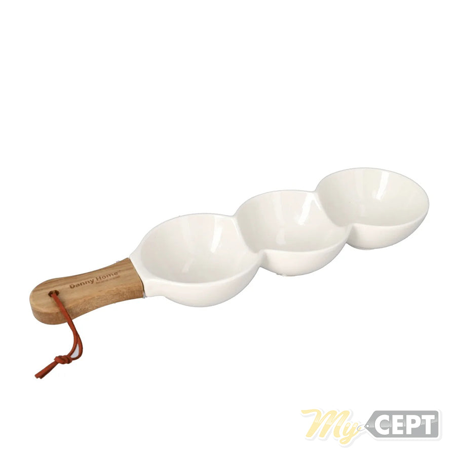 3-Section Serving Platter with Wooden Handle