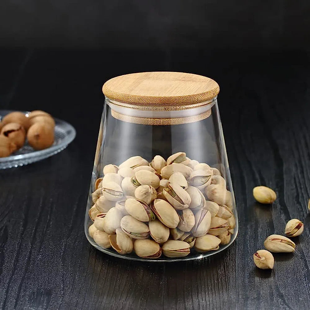 Glass Jar Set With Bamboo Lid - Set of 3