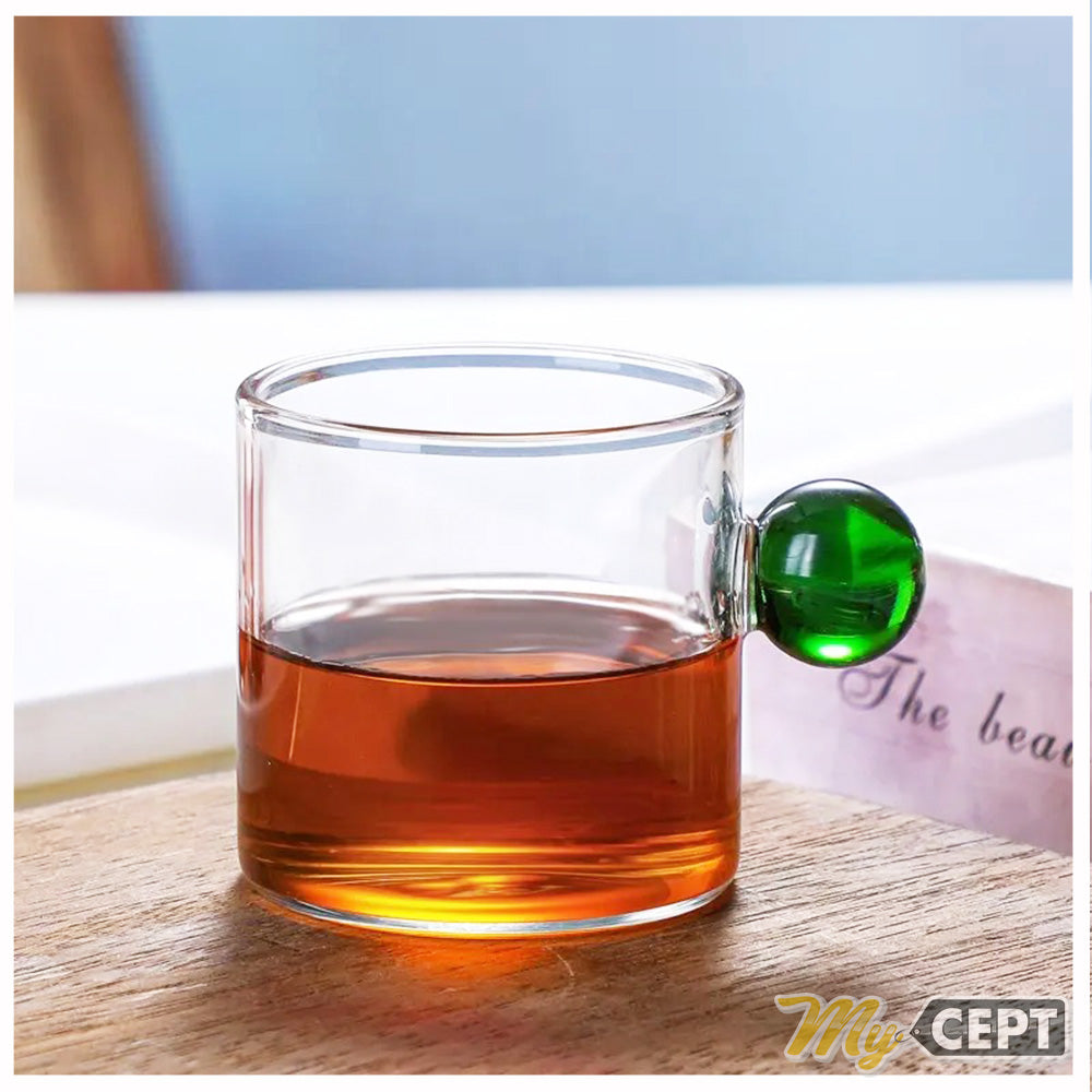 120ml Glass Mugs with Ball Handle Set of 6