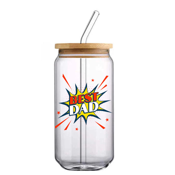 Best Dad Glass with Straw 500ml