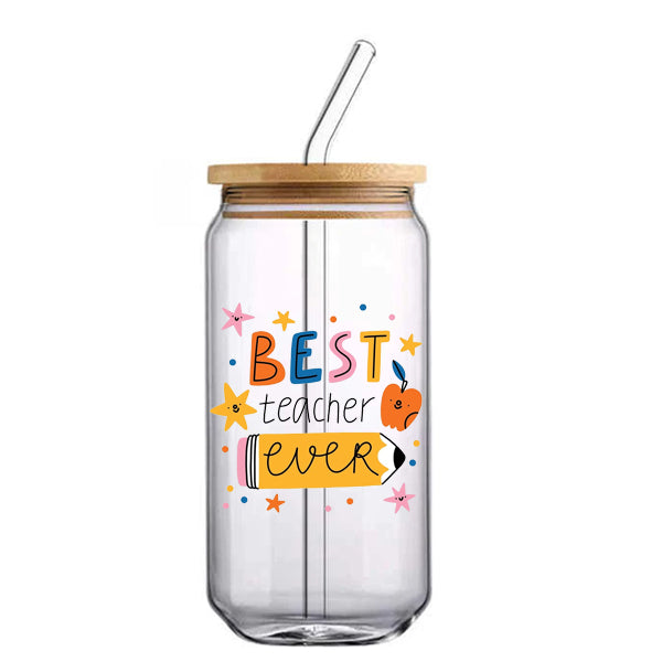Best Teacher Glass with Straw 500ml