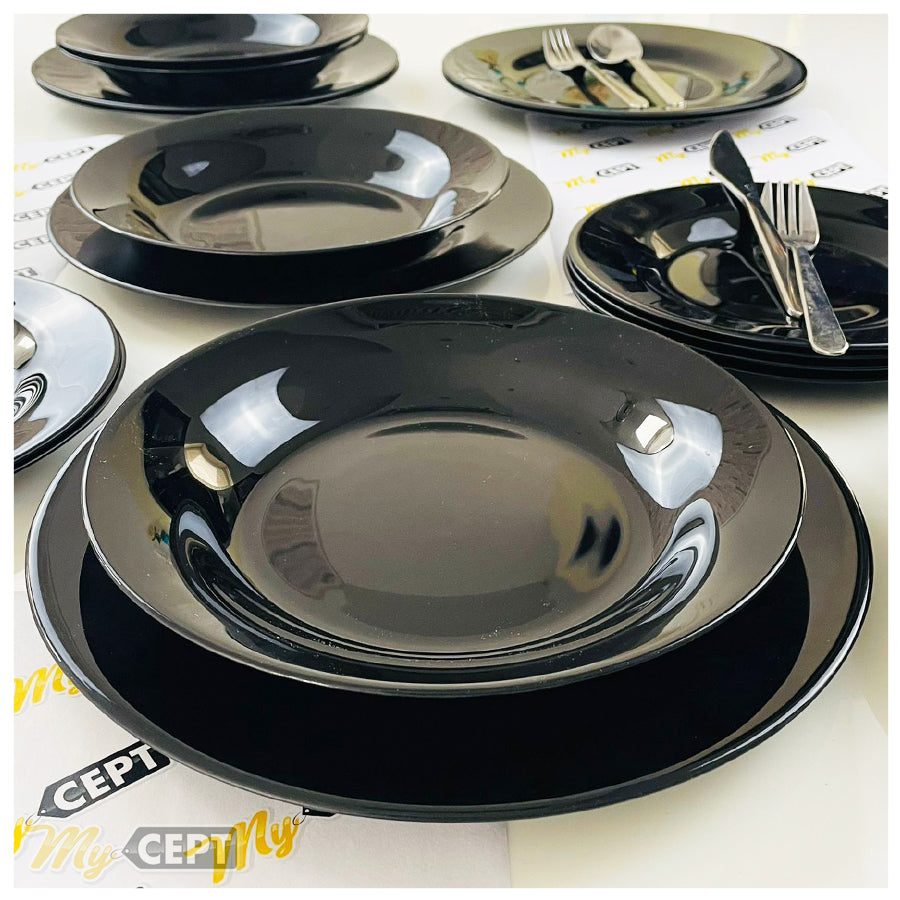 18-Pc Dinner Set - Glossy Black