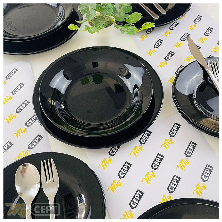 18-Pc Dinner Set - Glossy Black