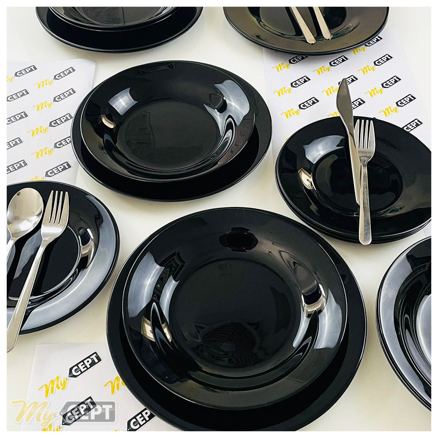 18-Pc Dinner Set - Glossy Black