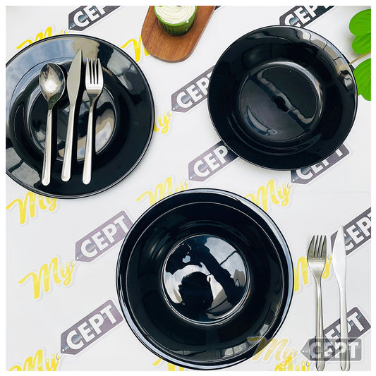 18-Pc Dinner Set - Glossy Black