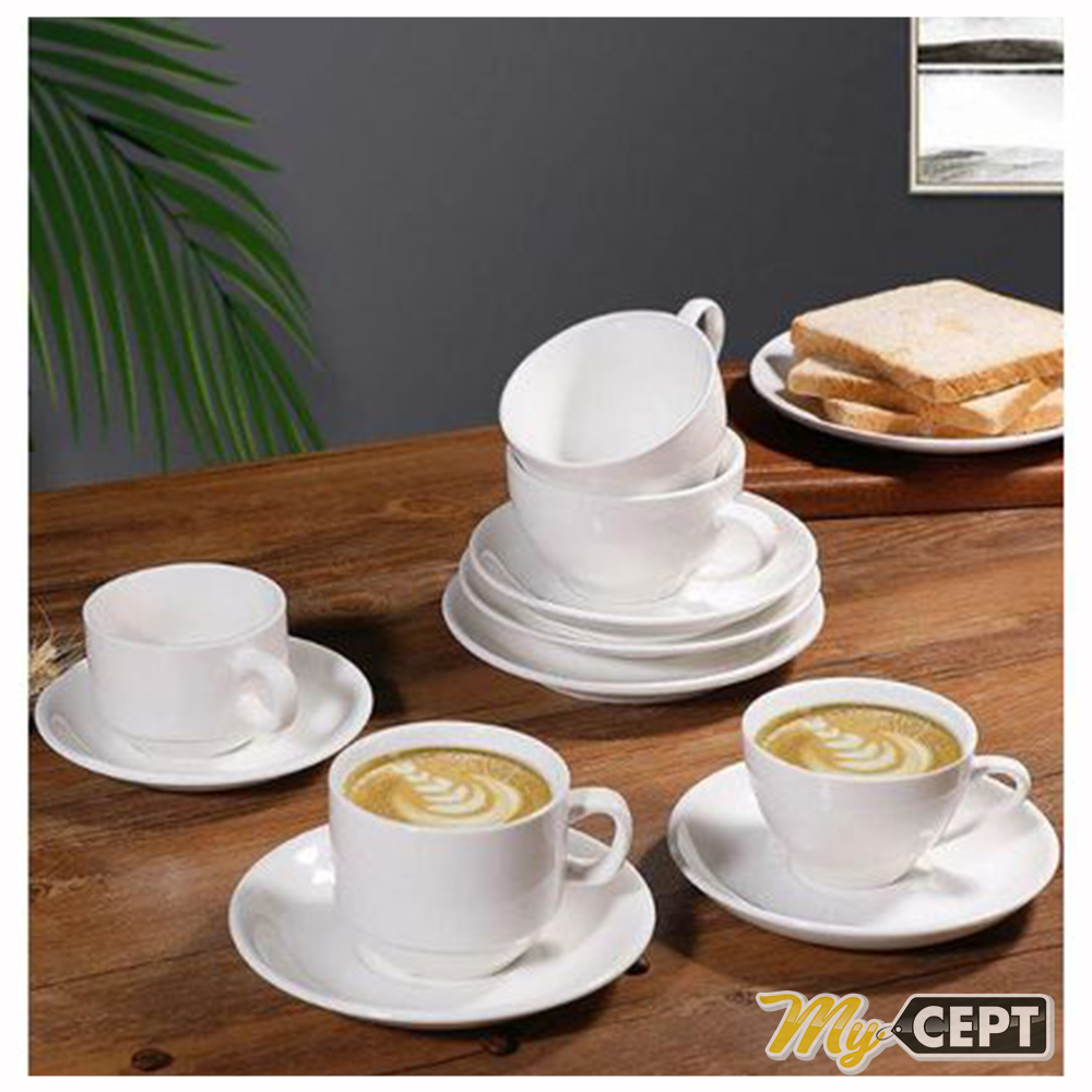 215ml White Cup & Saucer Set of 6