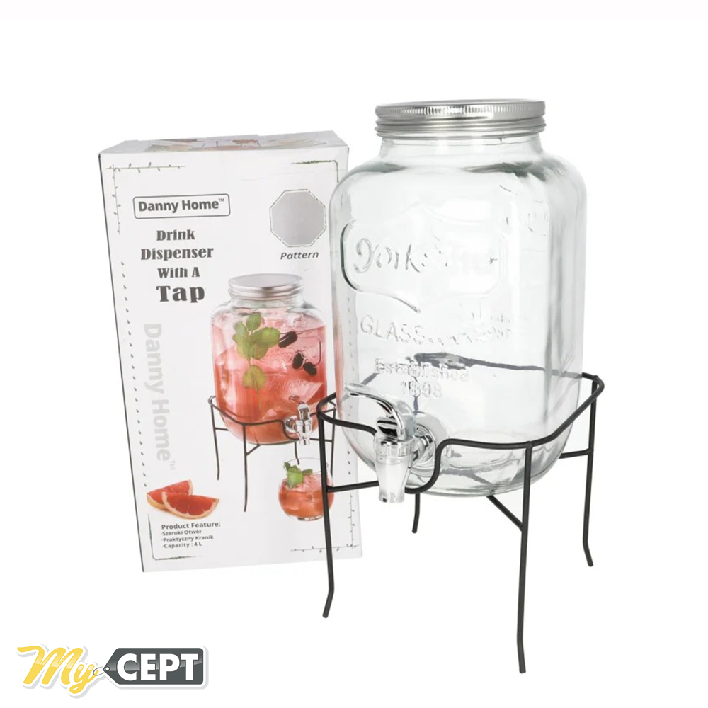 4L Glass Beverage Dispenser with Stand