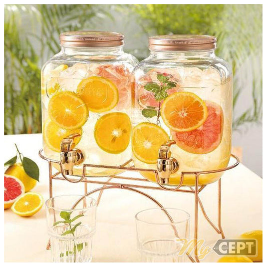 Double 4L Glass Beverage Dispenser with Stand