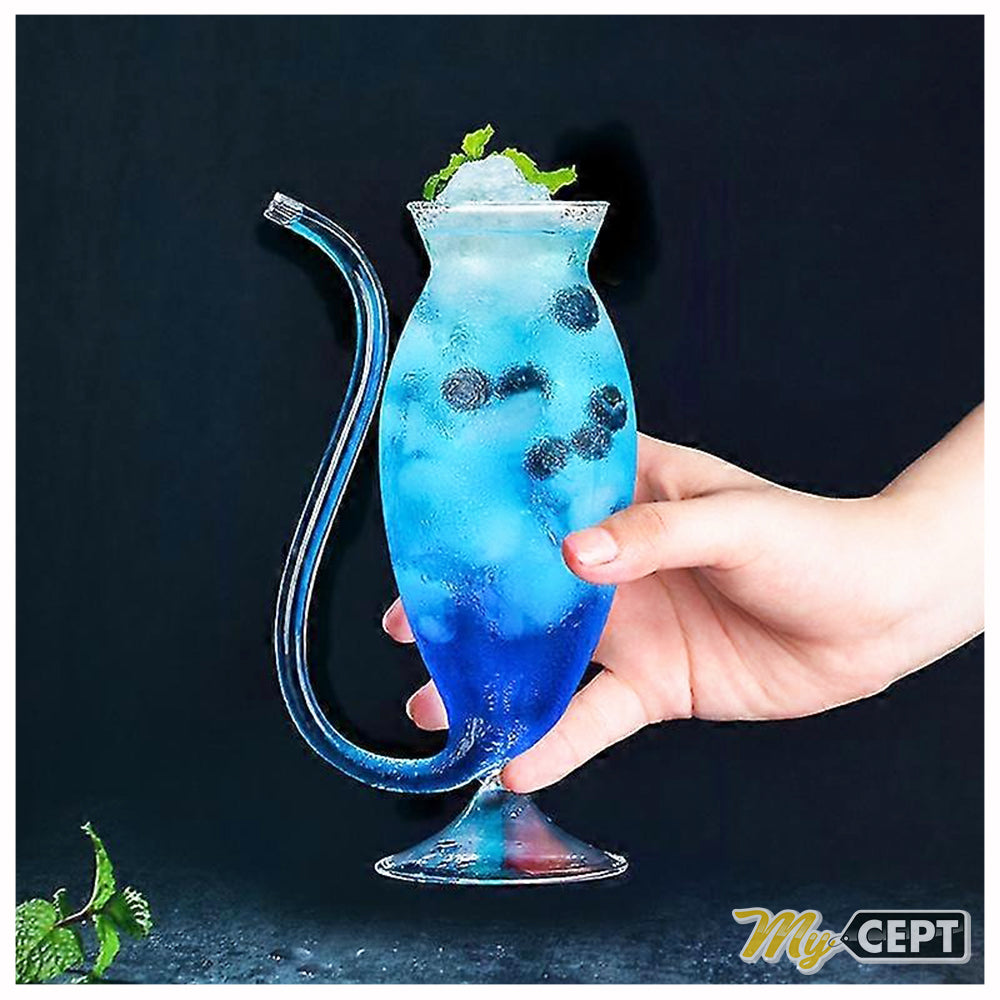 300ml Glass with Straw