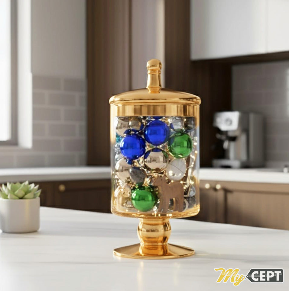 Decorative Glass Jar - Golden