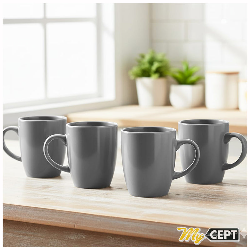 350ml Grey Mugs Pack of 4