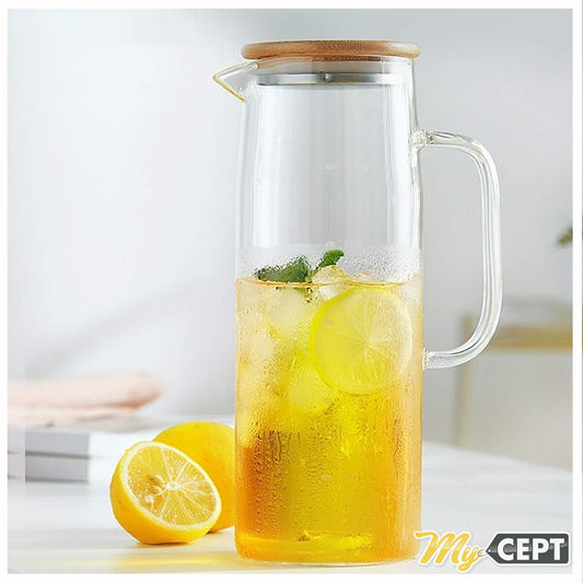 Borosilicate Glass Jug with Wooden Lid