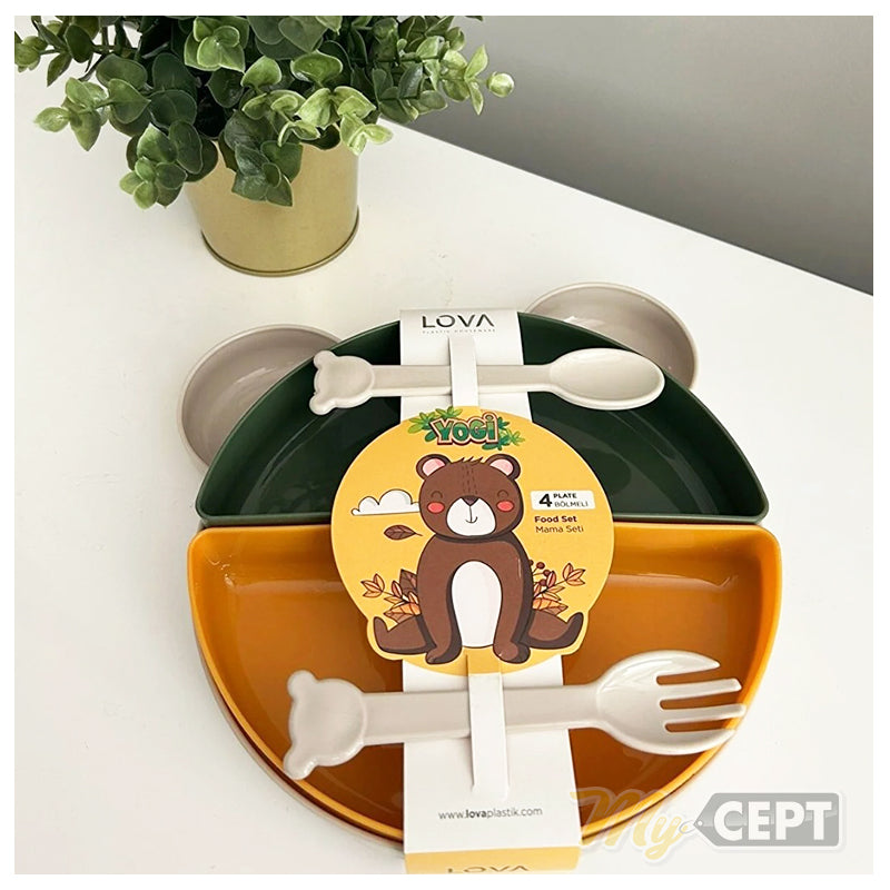 Kids Portion Plate with Spoon & Fork