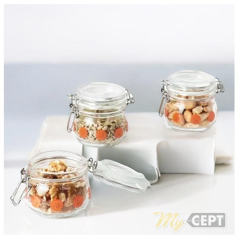 Airtight Glass Jars Patterned - Pack of 3