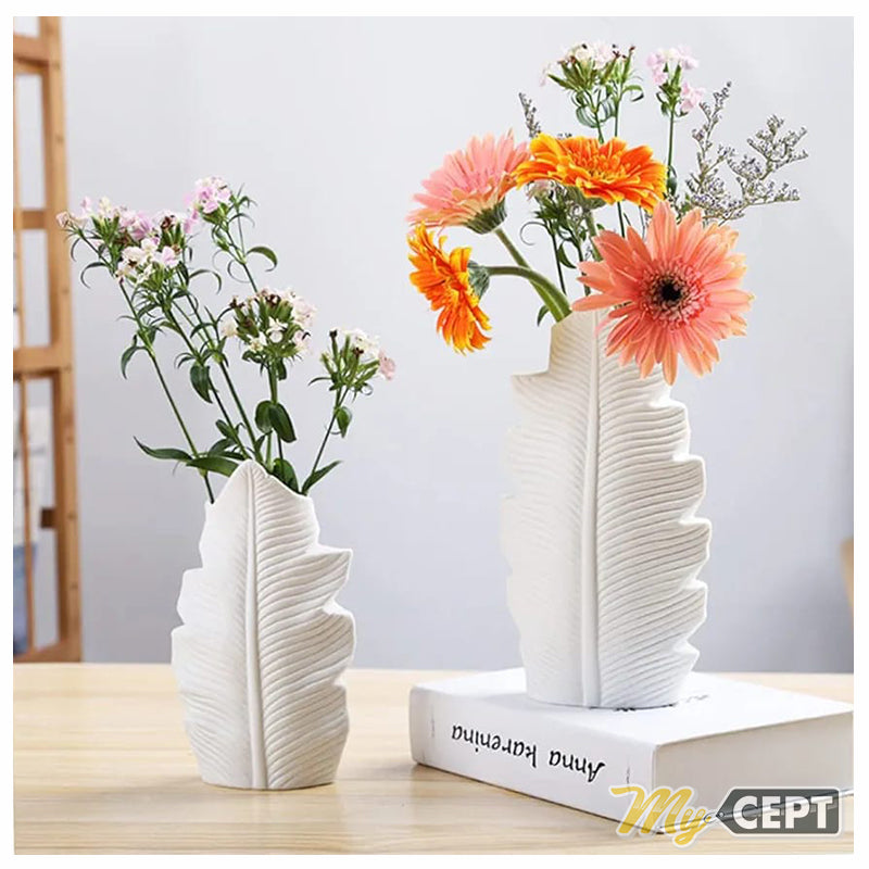 Decor Leaf Vase Set of 3 - White