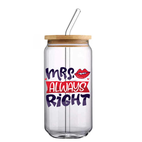 Mr & Mrs Glass with Straw Set of 2