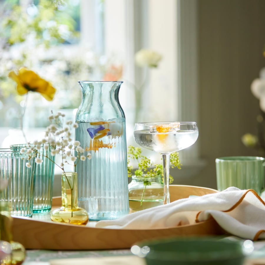 1L Glass Carafe Turquoise