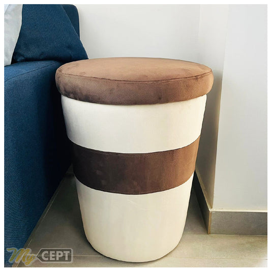 Pouffe Ottoman Brown/Ash White