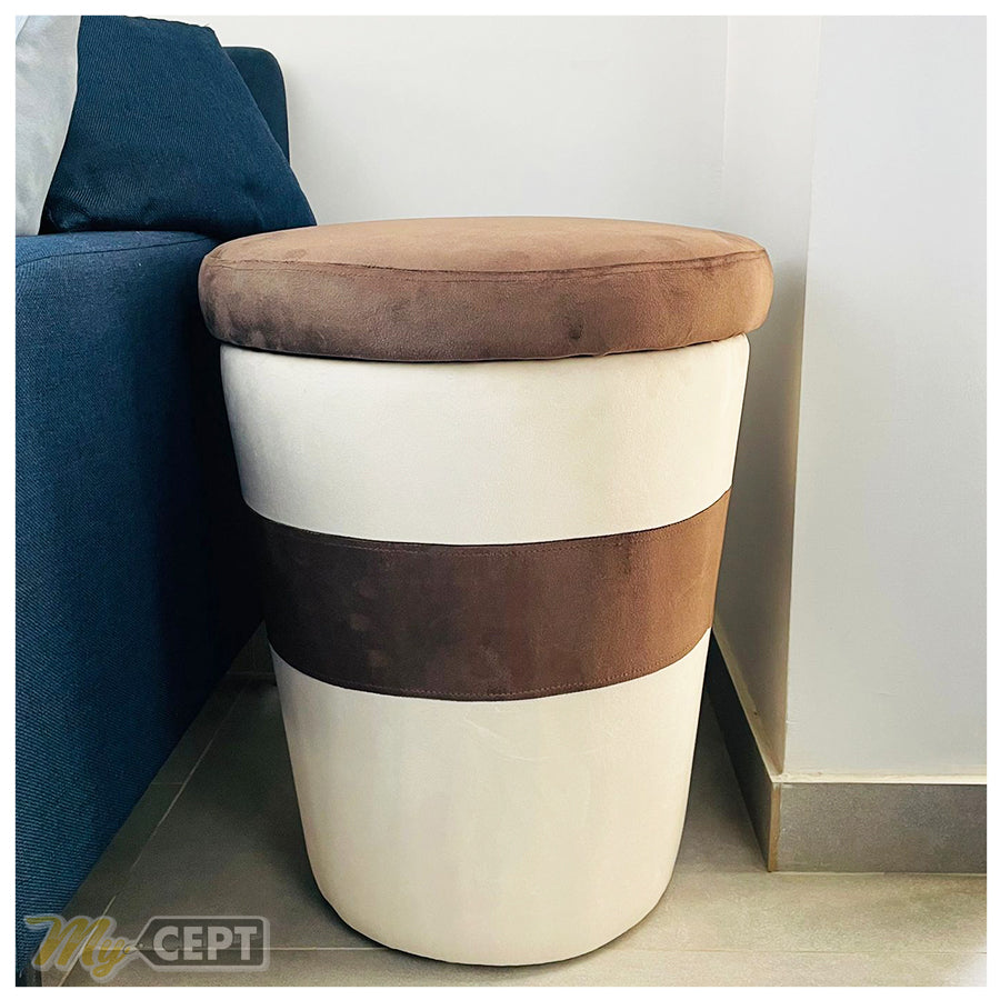 Pouffe Ottoman Brown/Ash White