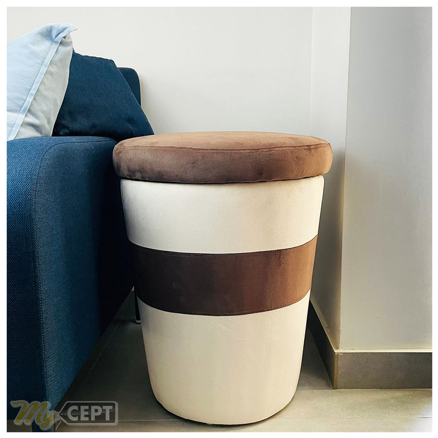 Pouffe Ottoman Brown/Ash White