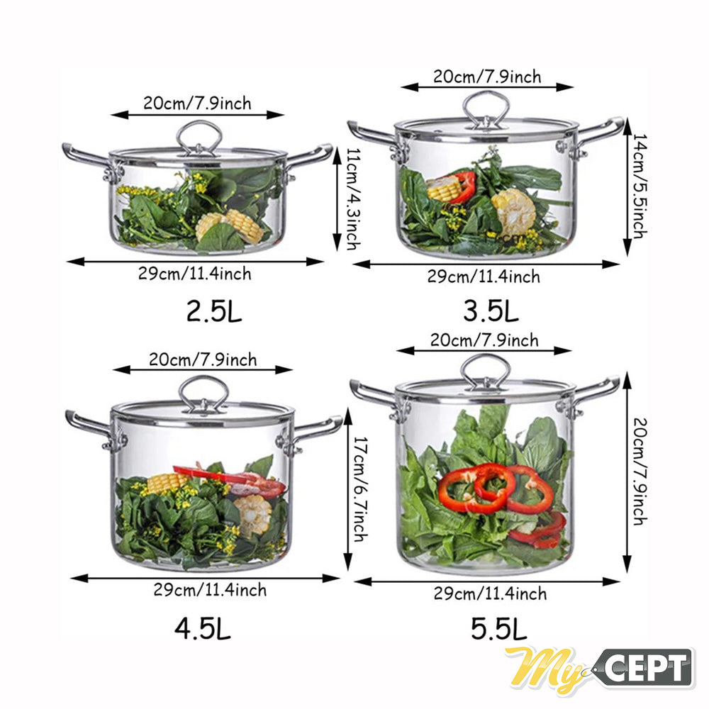 Borosilicate Cooking Glass Pot with Lid