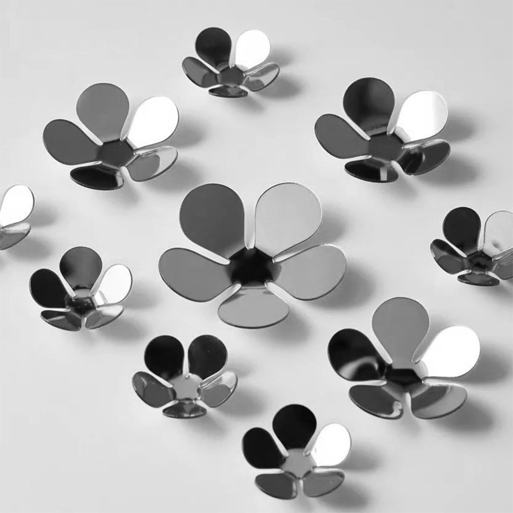 Wall Decor Flower Silver Pack of 6