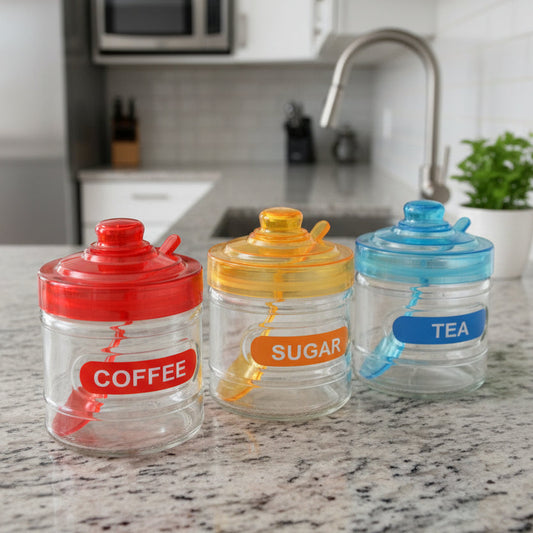 Tea Coffee Sugar Glass Jars