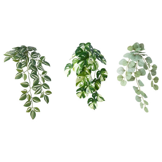 Artificial Hanging Plants with Holder - Pack of 3 Green