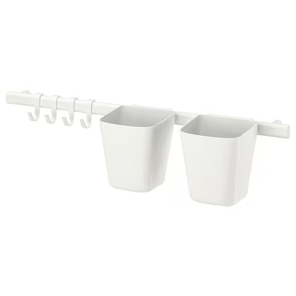 Rail with 4 Hooks & 2 Containers