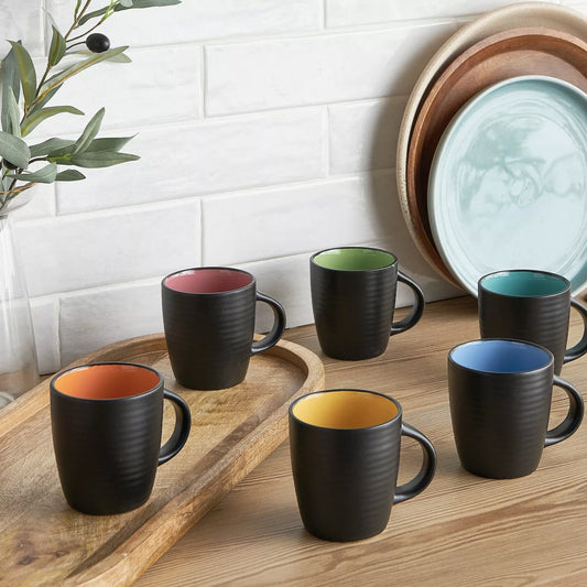 Multi Colour Ceramic Mugs - Set Of 6