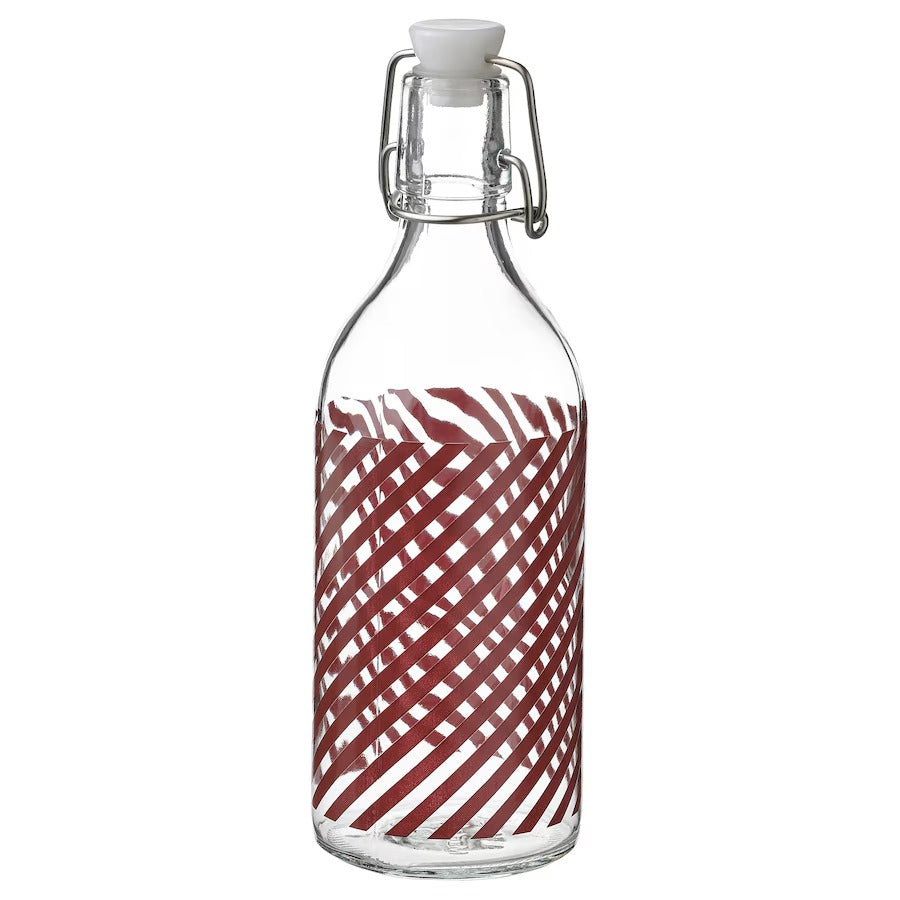 0.5L Bottle with Stopper - Red Stripes