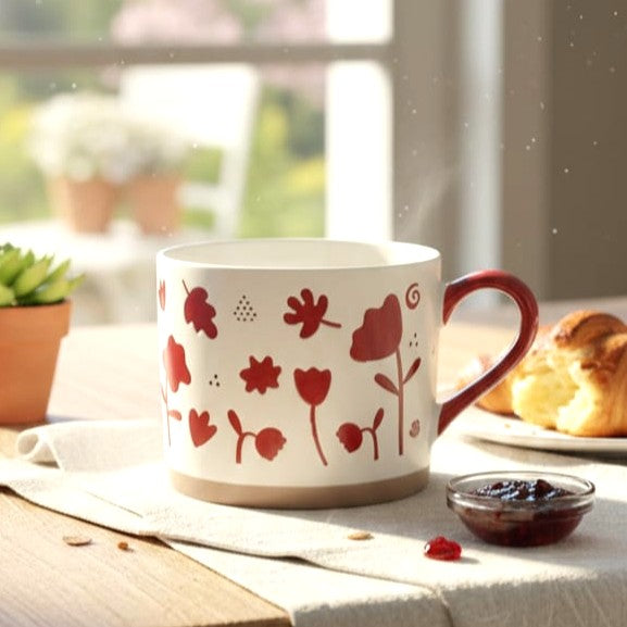 Tea/Coffee Mug Red Flowers