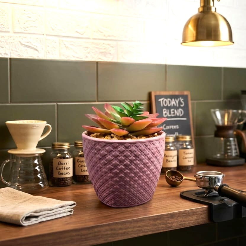 Mini Artificial Plant Succulent Peach