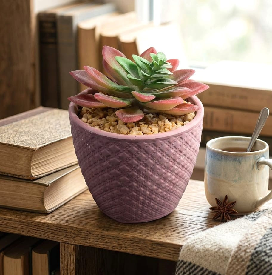 Mini Artificial Plant Succulent Peach