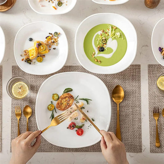 18-Pc Dinner Set White Square