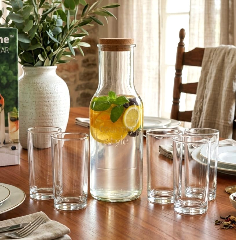 Glass Carafe with 4 Glass