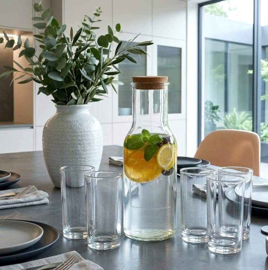 Glass Carafe with 4 Glass