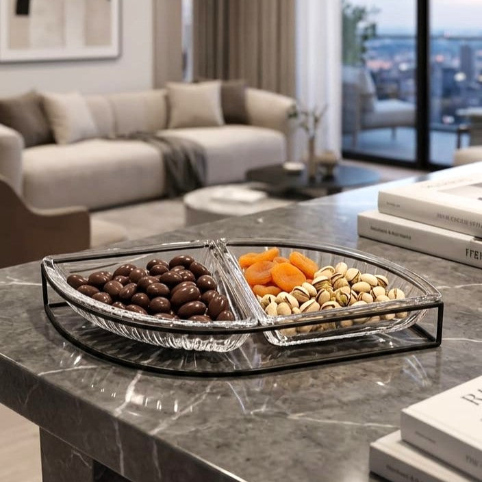 2-Section Glass Platter