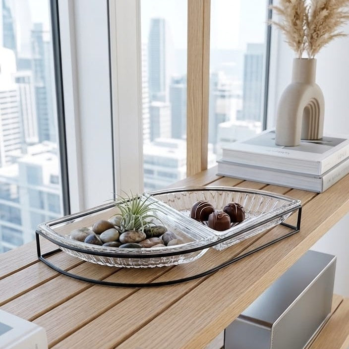2-Section Glass Platter
