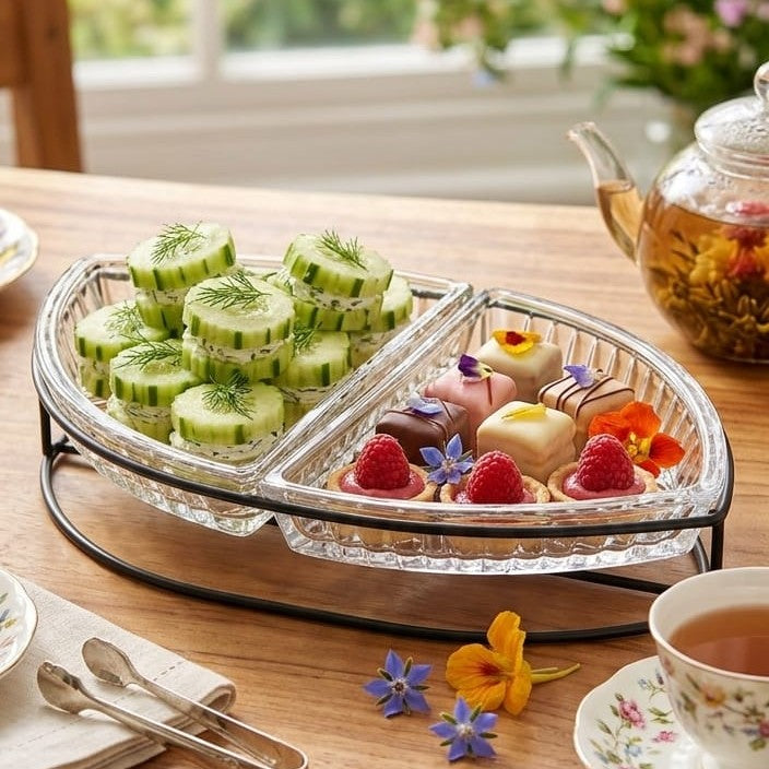 2-Section Glass Platter